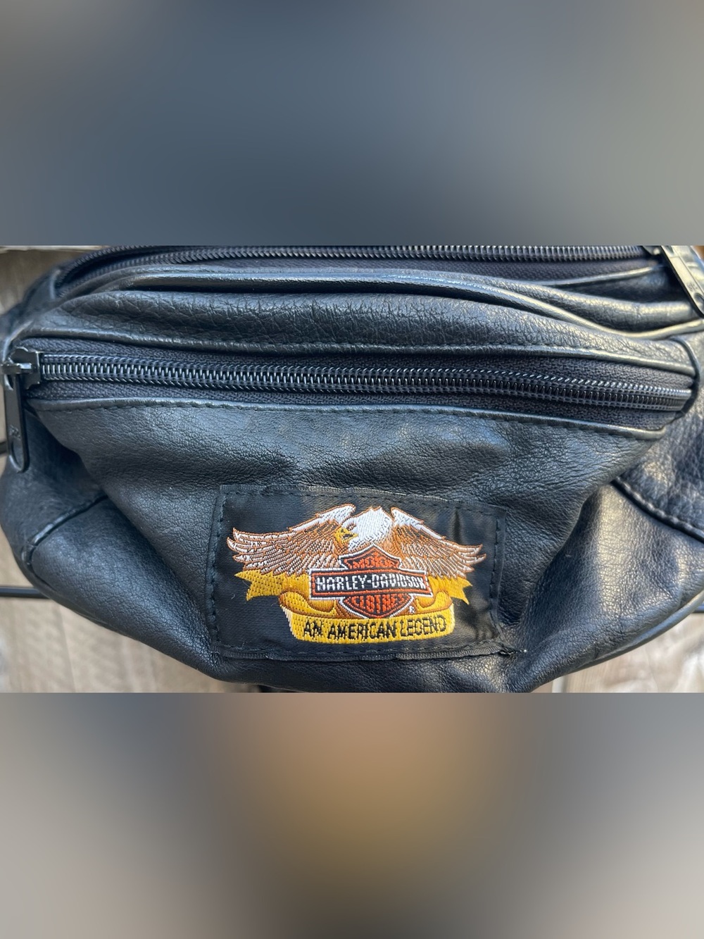 Vintage Harley-Davidson Black Leather Fanny Pack Eagle American Legend